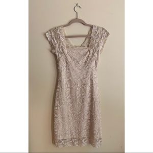 Beaded tan/cream body con cocktail dress
